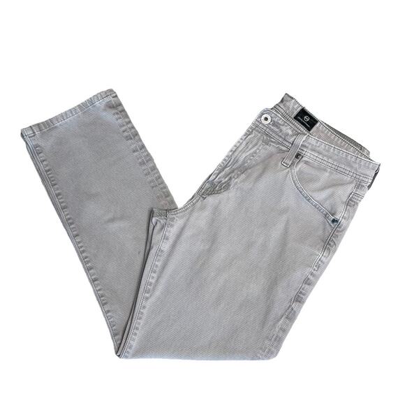 AG ADRIANO GOLDSCHMIED Taupe Gray Print Everett Slim Straight Jeans Mens Size 33 - Picture 1 of 9